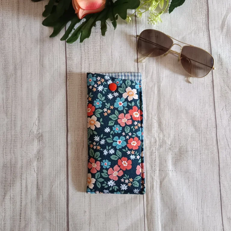 Funda de gafas de tela con cierre de botón — Azul