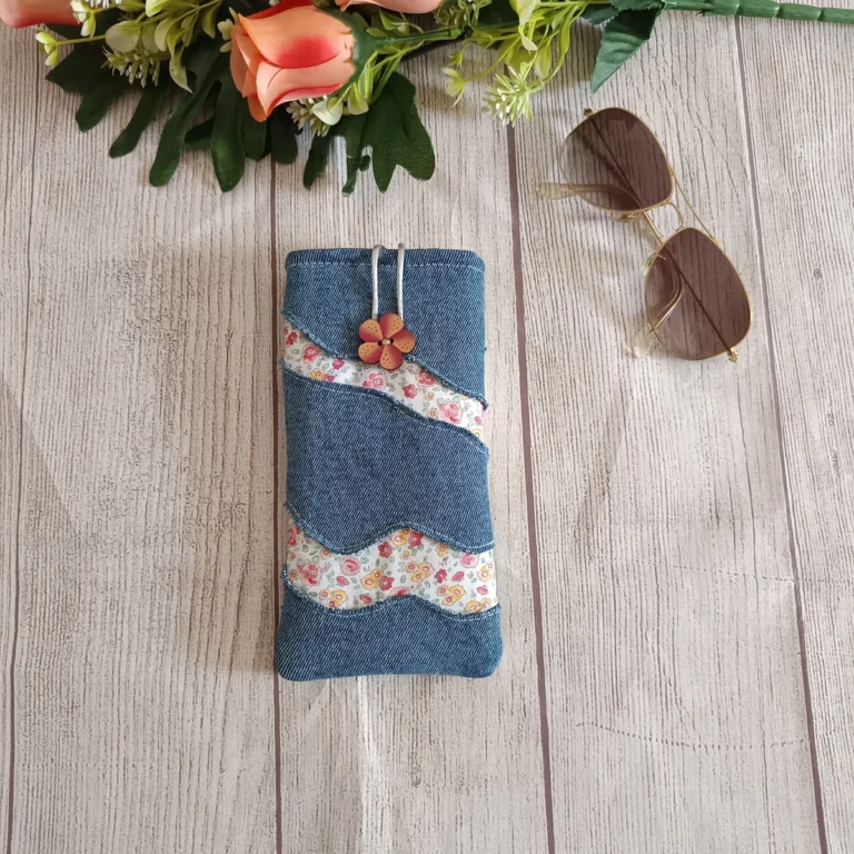 Funda de gafas de tela con cierre de botón — Jeans