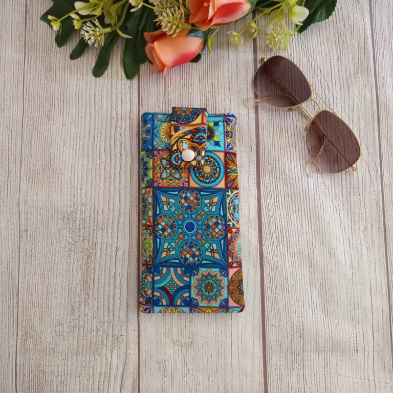 Funda de gafas de tela con cierre de solapa — Geométrico azul