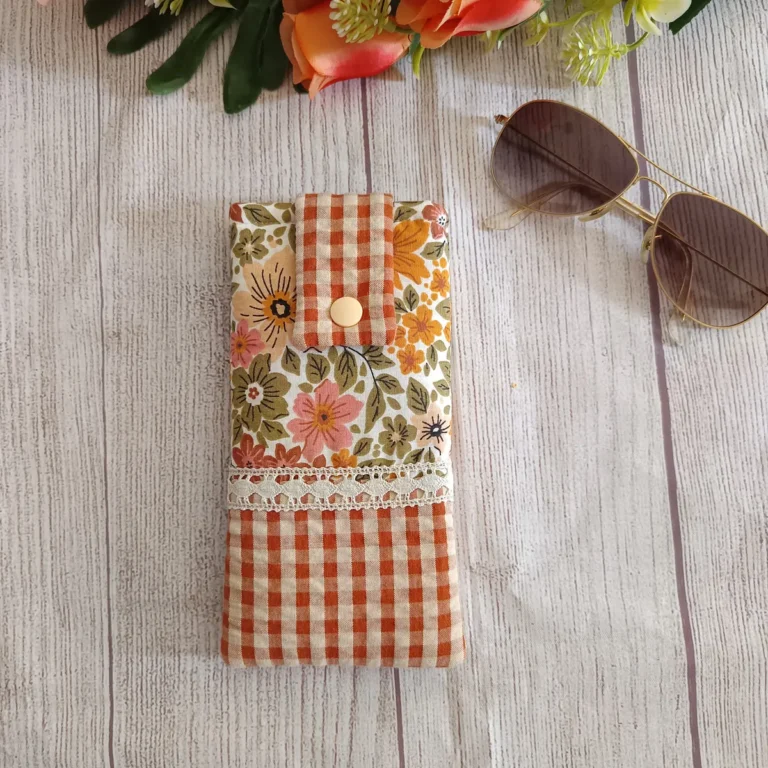 Funda de gafas de tela con cierre de solapa — Vichy y flores