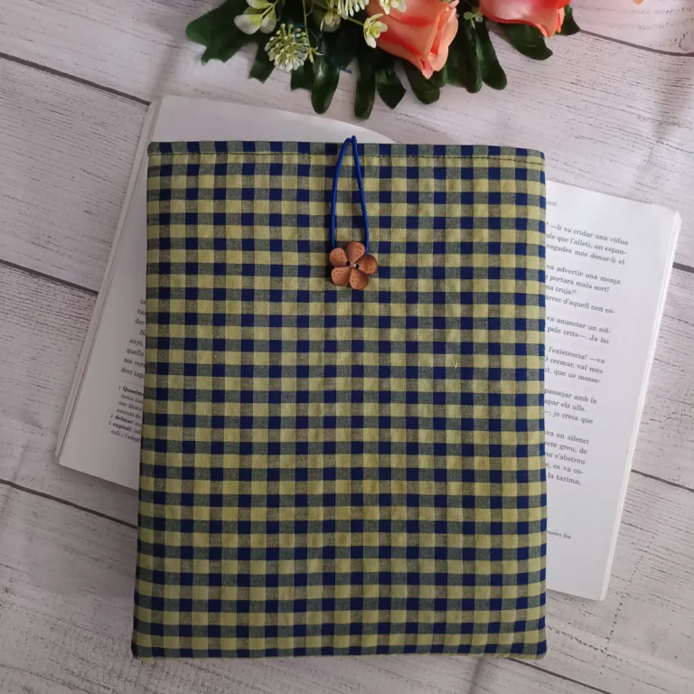 Funda para libros de tela — Vichy verde