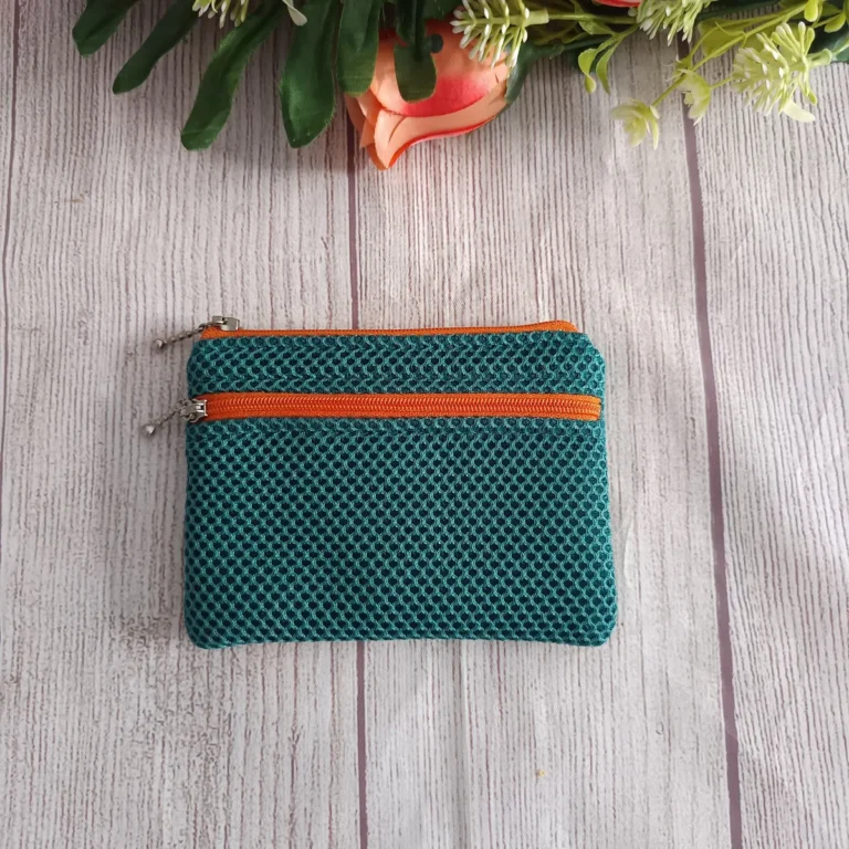 Monedero de tela para mujer – Modelo dos cremalleras — Malla 3D verde