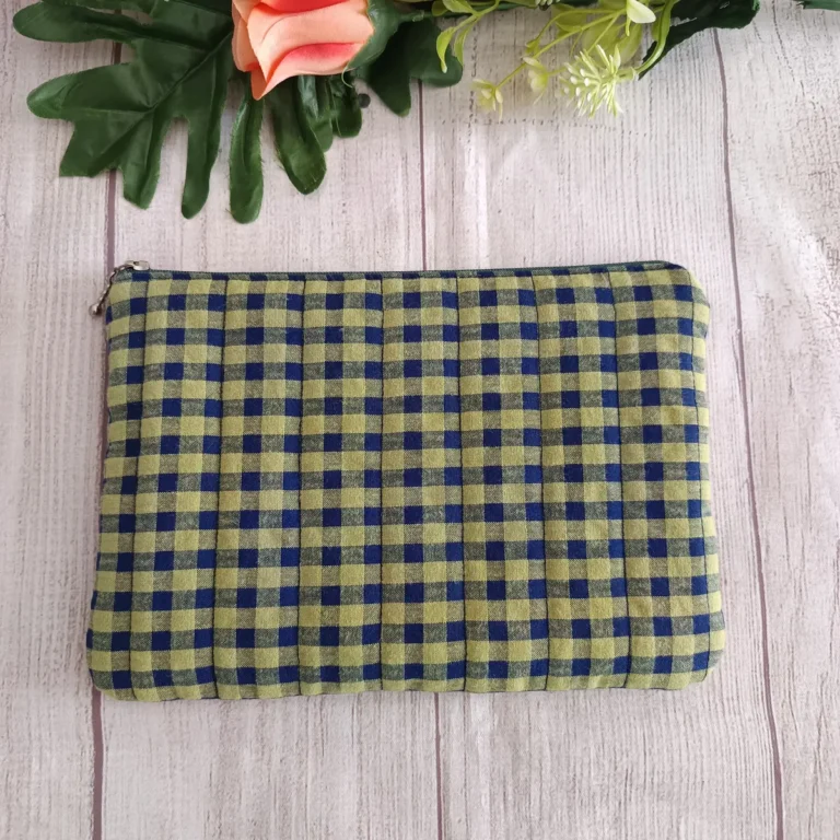 Neceser plano de tela básico — Vichy verde